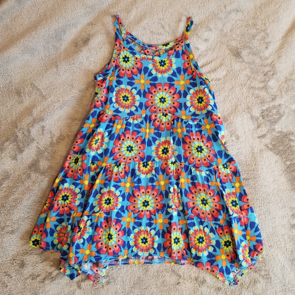 Blue Multicolored Flower Dress 2T